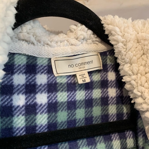 No Comment Plaid Button-up w Sherpa Hood - Picture 2 of 4